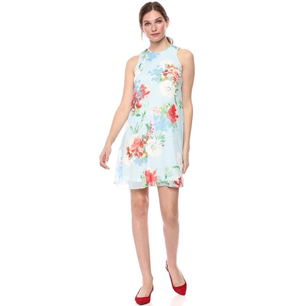CALVIN KLEIN Sleeveless Round Neck Trapeze Dress